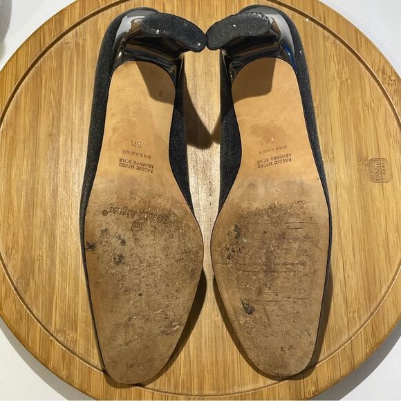 Etienne Aigner Grey Flannel Pumps Women’s 8 Vintage Silver Metallic Block Heel - Picture 8 of 8